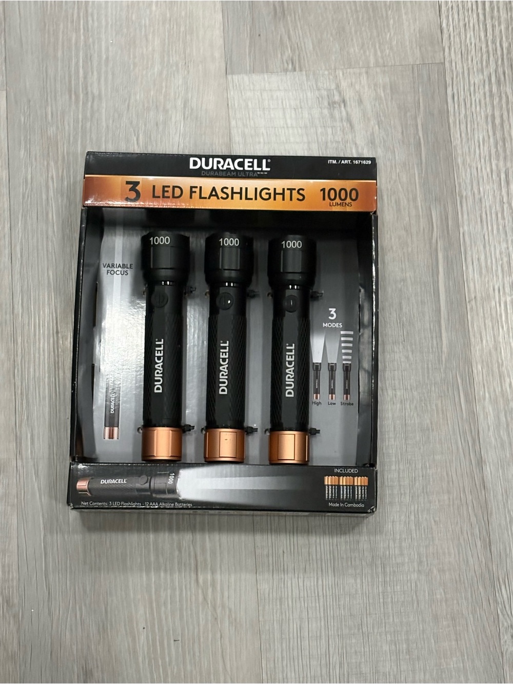 3-Pack Black & Copper LED Flashlights - 1000 Lumens BNWT